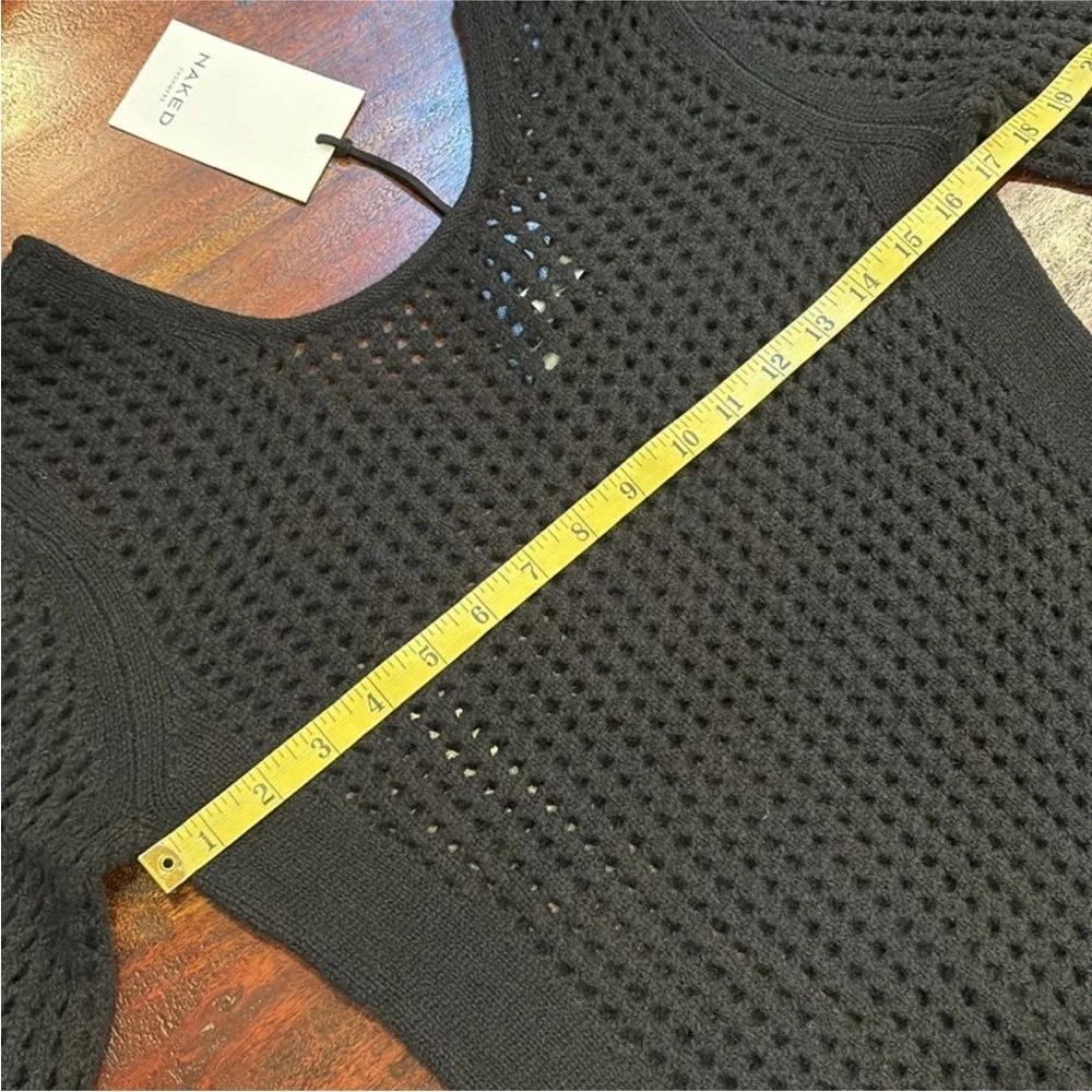 NakedCashmere Open Knit Crochet Black Coverup Kaftan Dress Black XS NWT - Picture 9 of 12